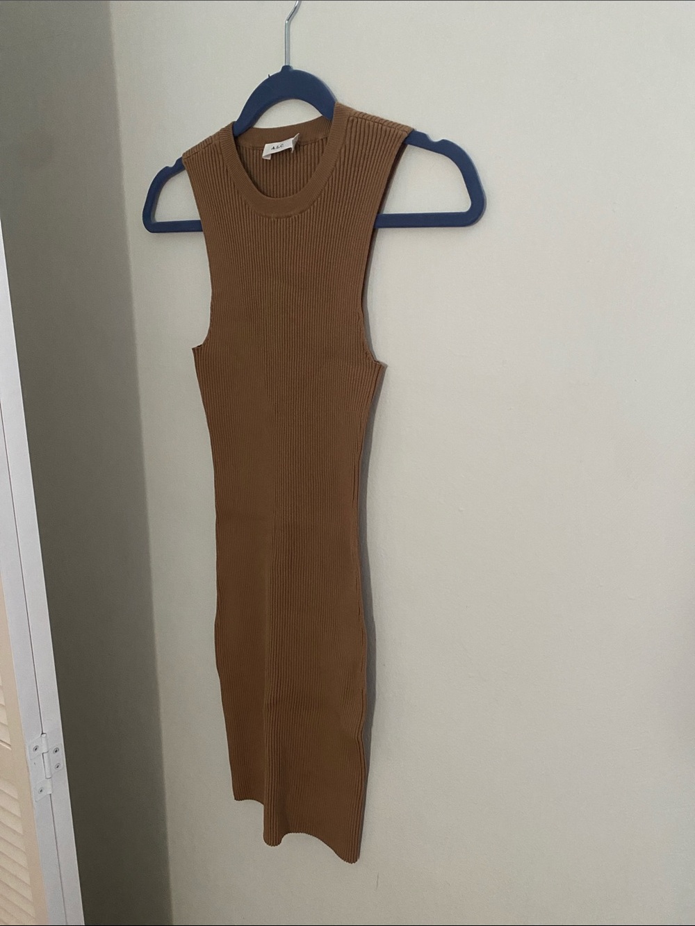A.L.C. Ribbed Bodycon Tank Dress Small Tan